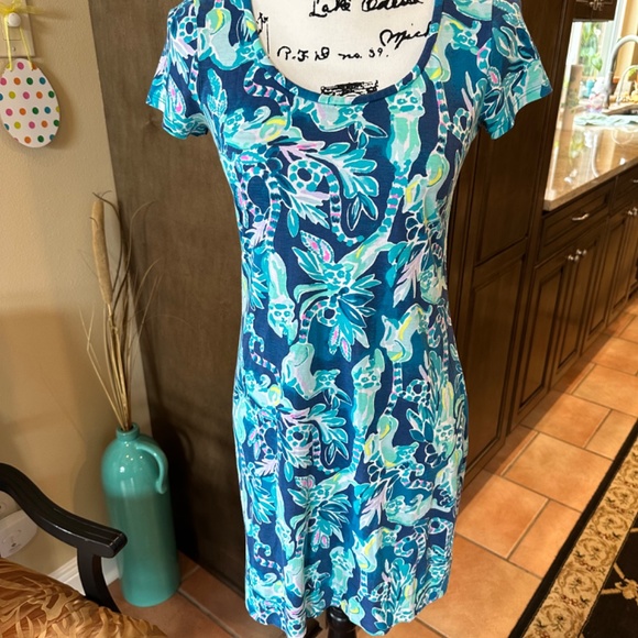 ๐ฅ๐ฅ๐HTF!!!Lilly Pulitzer Blue Lemur Print Dress - NWOT!!๐๐ฅ๐ฅ๐ - Picture 7 of 9
